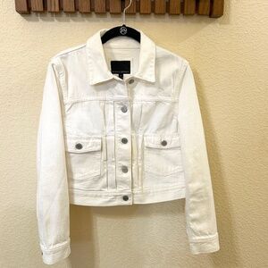 Banana Republic Womens Cropped, White Denim Jacket, Size M